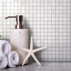 Creamy White Squares Glass Pool Tile