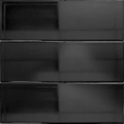 Black 4x12 Polished Ceramic Subway Wall Tile