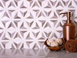 Sand Valley And Thassos Leaf Marble Mosaic Tile