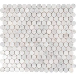 Bianco Carrara Penny Round Polished Marble Tile