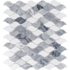 Falling Leaves Calacatta Bluette Marble Mosaic Tile