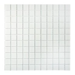 Glacier Pure White 1X1 Frosted Glass Tile