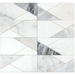 Gray And White Geometric Subway Tile Mosaic
