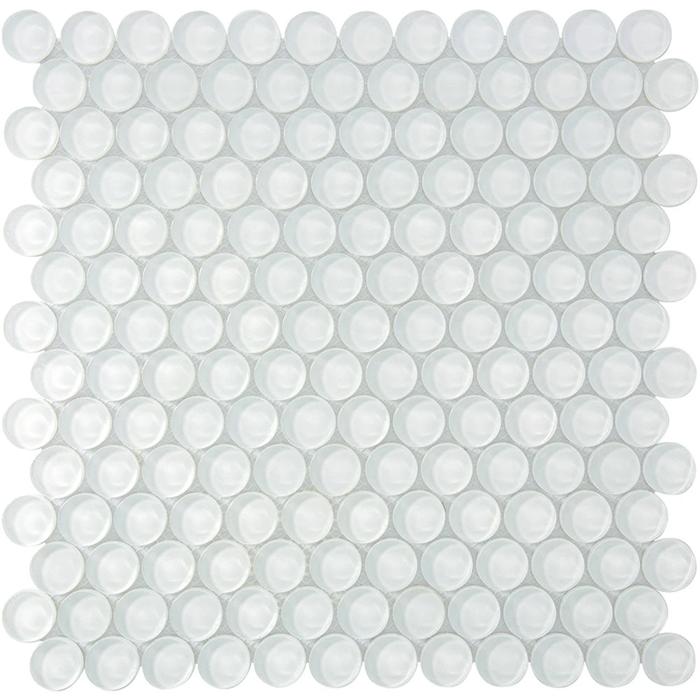 Ice White Glass Penny Round Tile - Image 2