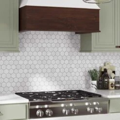 3 Inch White Carrara Hexagon Marble Mosaic Tile | Honed Finish