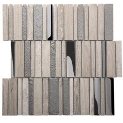 Villa Rapids Gray Marble & Glass Mosaic Tile