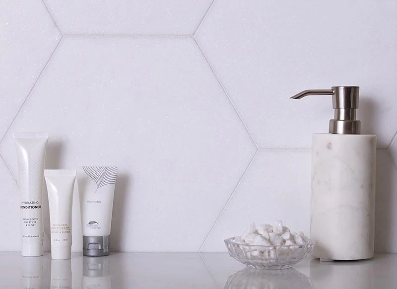 10 Inch Thassos White Marble Hexagon Tile - Image 6