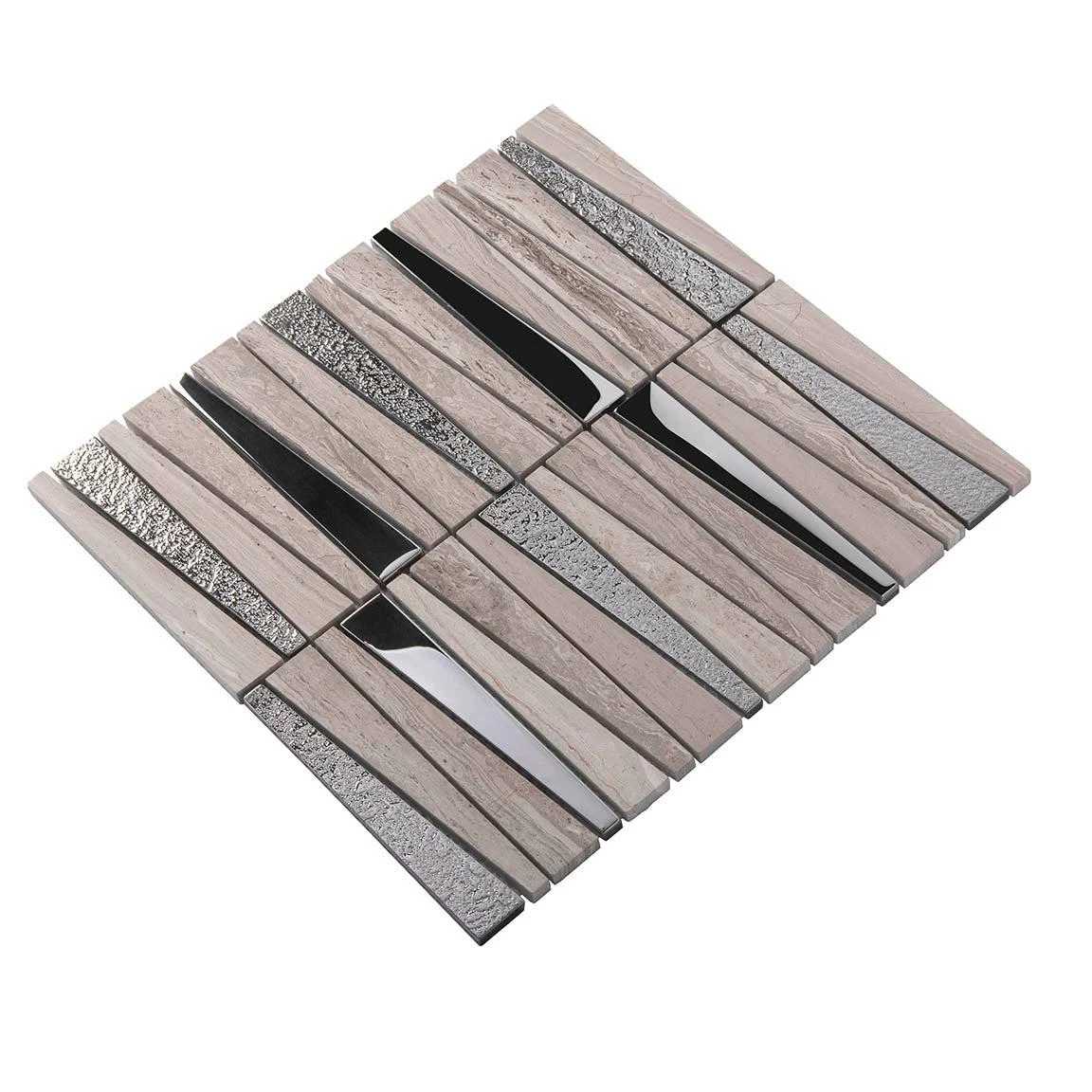 Villa Pyramids Gray Marble & Glass Mosaic Tile - Image 5