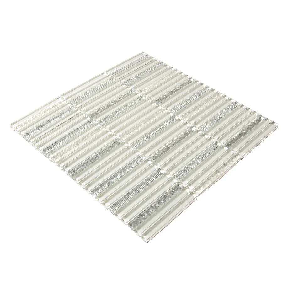 Waterfall Platinum White Glass Mosaic Tile - Image 5