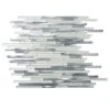Waterfall Silver White Linear Glass & Metal Mosaic Tile