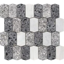 Black And Gray Terrazzo Picket Mosaic Tile