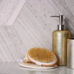 10 Inch Hexagon Wooden Beige Marble Mosaic Tile