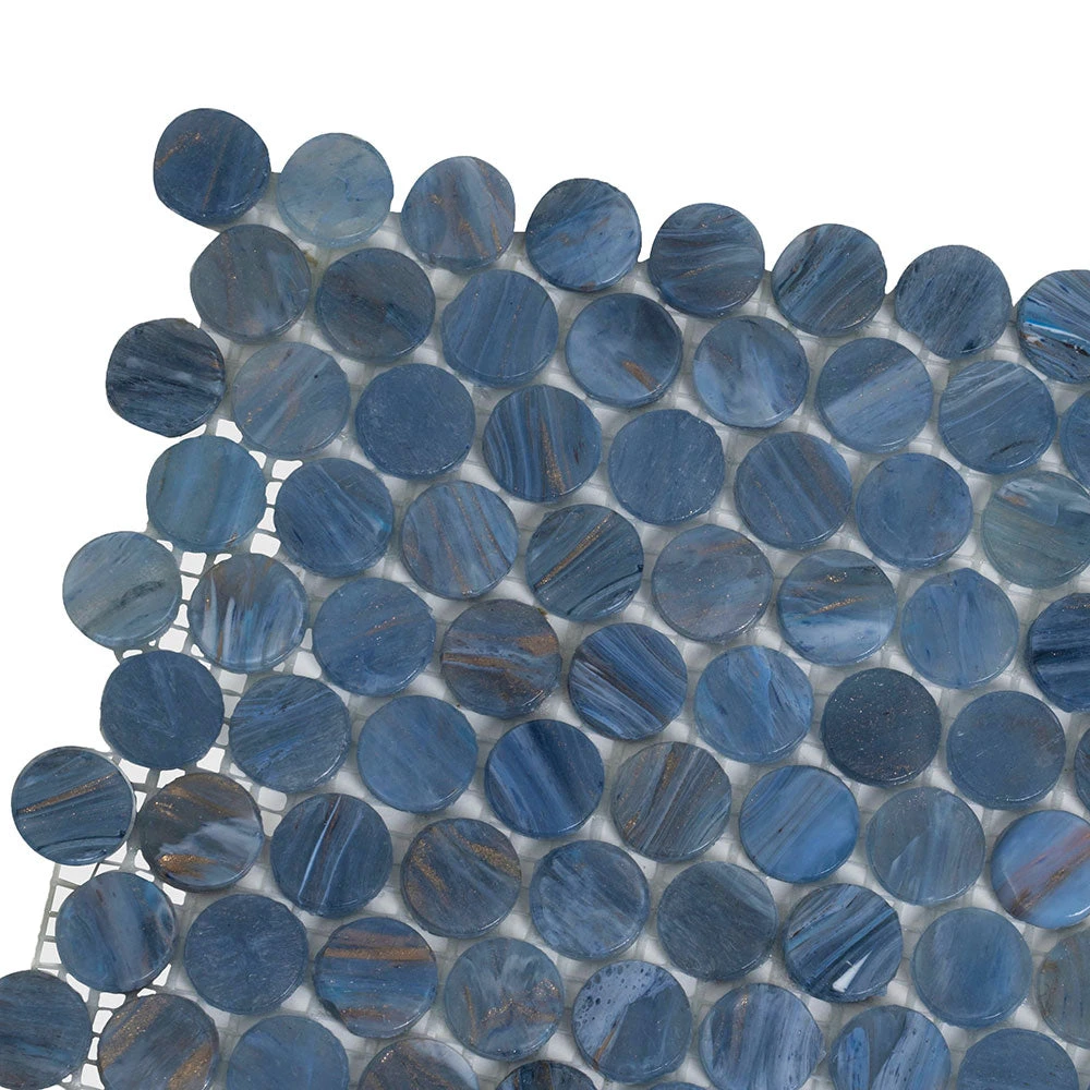 Denim Glass Round Penny Mosaic Tile - Image 8