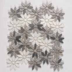 Meadow Wooden Flower Marble Mosaic Tile