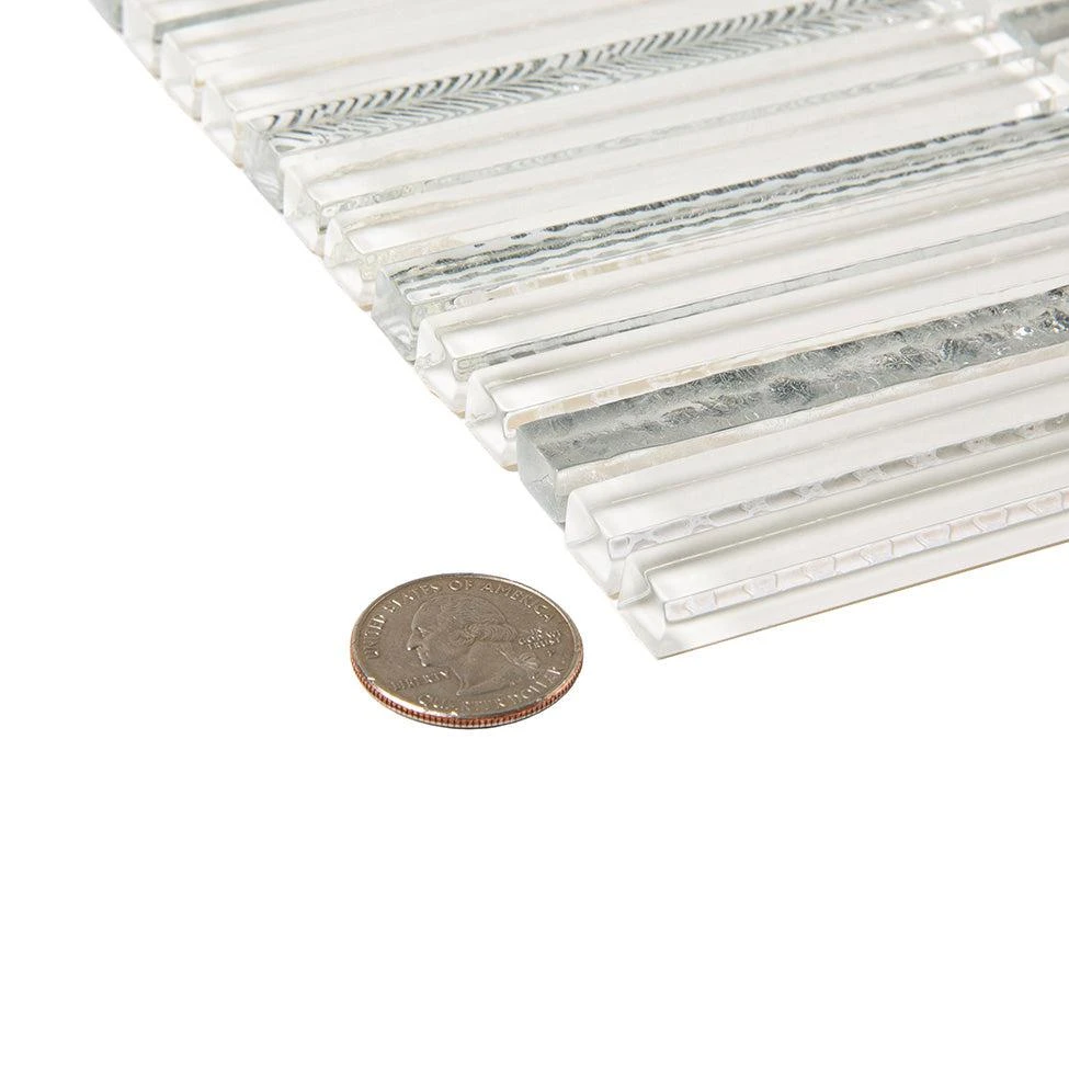 Waterfall Platinum White Glass Mosaic Tile - Image 3