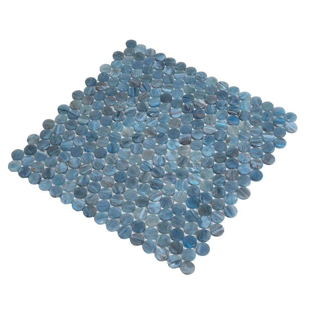 Denim Glass Round Penny Mosaic Tile - Image 7