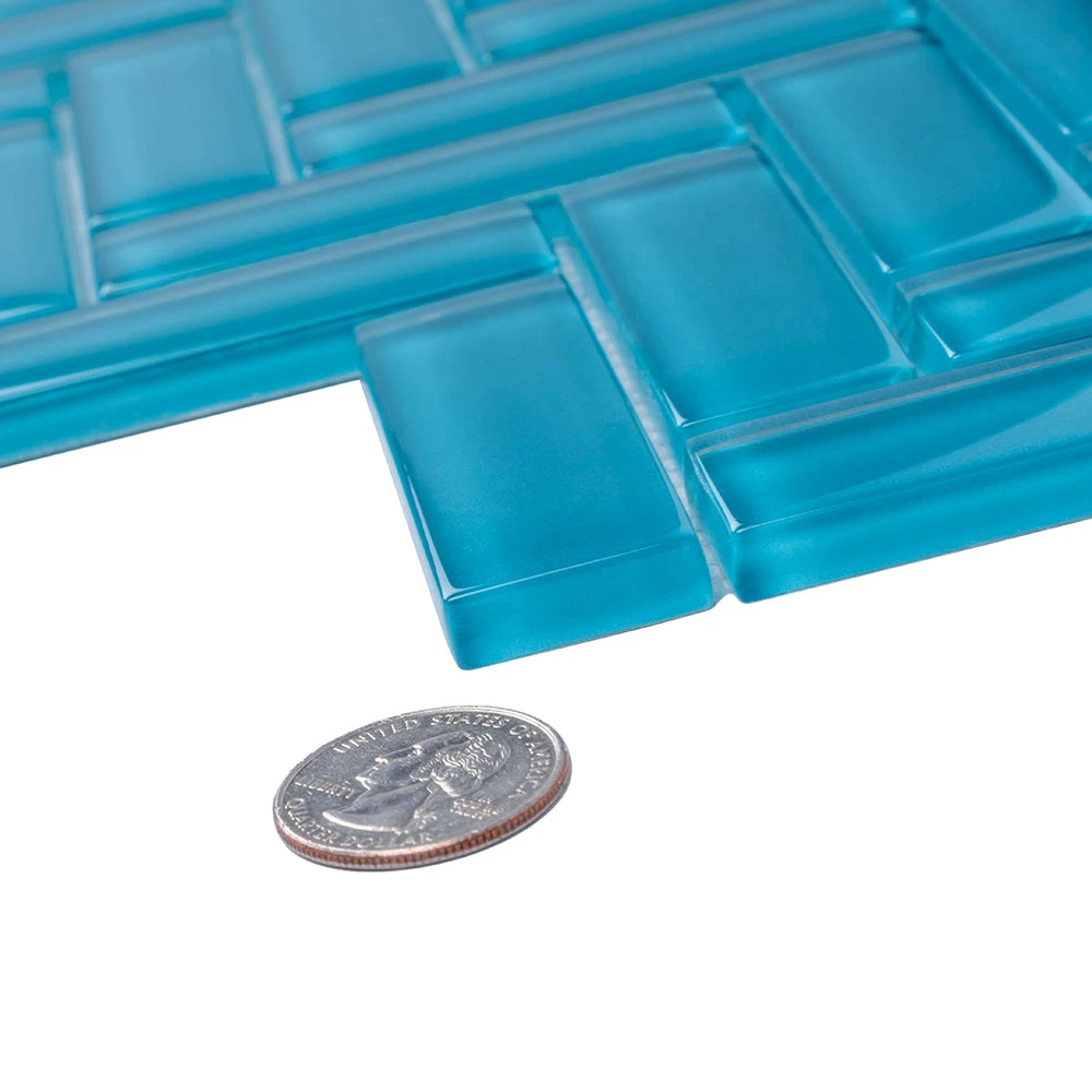 Sea Blue Herringbone Glass Tile - Image 4