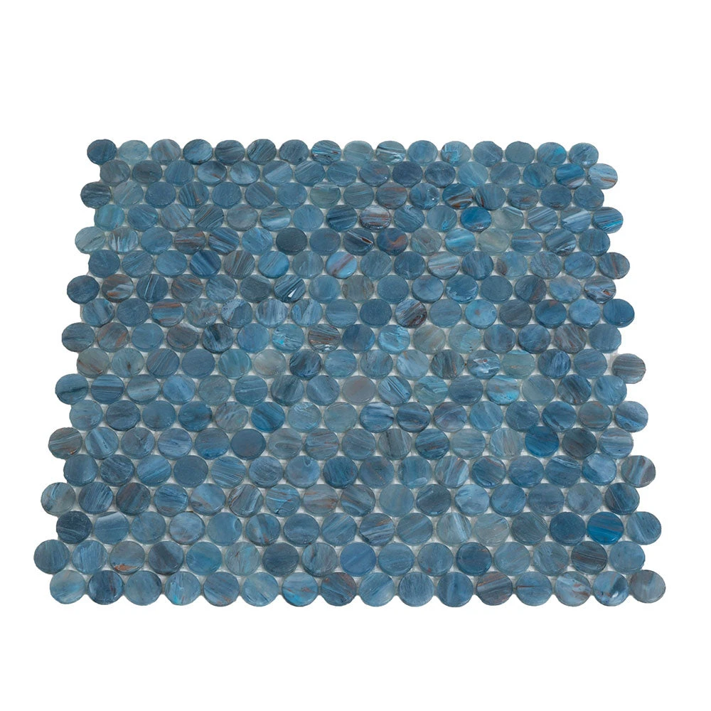 Denim Glass Round Penny Mosaic Tile - Image 6