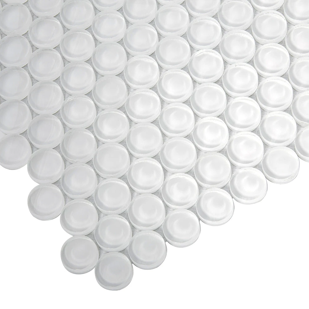 Ice White Glass Penny Round Tile - Image 10