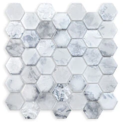 Frozen Dreams Hexagon Glass Mosaic Tile