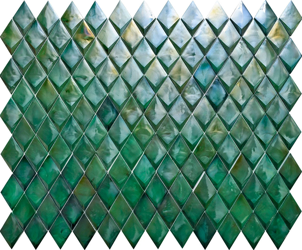 Prism Jade Beveled Diamond Glass Mosaic Tile - Image 4