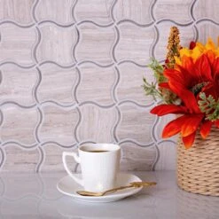 Allure Wooden Beige Marble Mosaic Tile