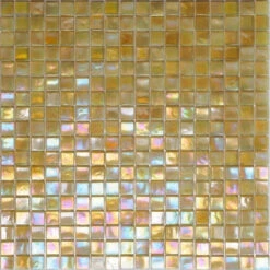Amber Pearlescent Squares Glass Tile