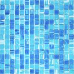 Aquarium Blue Mixed Squares Glass Tile