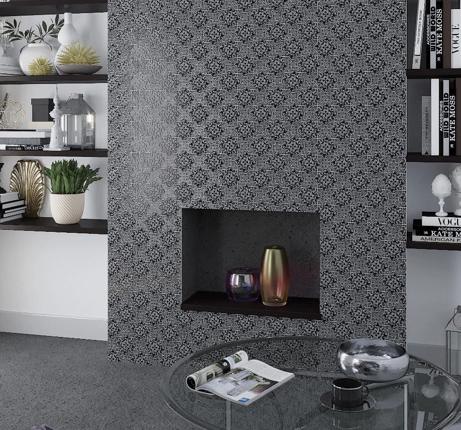 Babylon Nero Star & Cross Etched Marble Mosaic Tile - Image 2