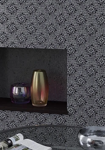 Babylon Nero Star & Cross Etched Marble Mosaic Tile - Image 3