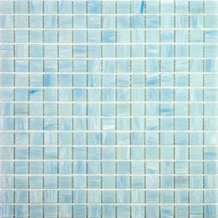 Brushed Baby Blue Squares Glass Pool Tile