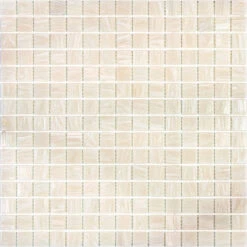 Brushed Cream White Squares Glass Pool Tile