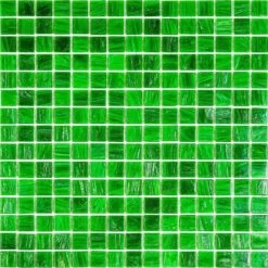 Brushed Emerald Green Squares Glass Pool Tile