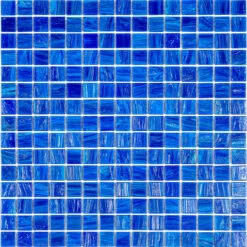 Brushed Sapphire Blue Squares Glass Pool Tile