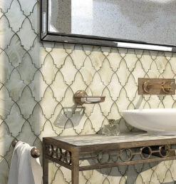Sea Glass Louvre Platinum White Mosaic Tile