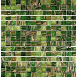 Green & Brown Mixed Squares Glass Tile