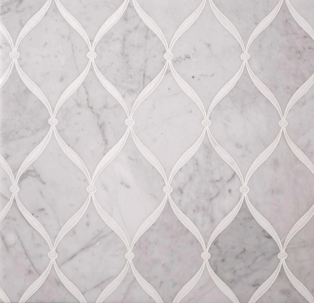 Carrara Chic With Thassos Dots Marble Mosaic Tile - Image 3