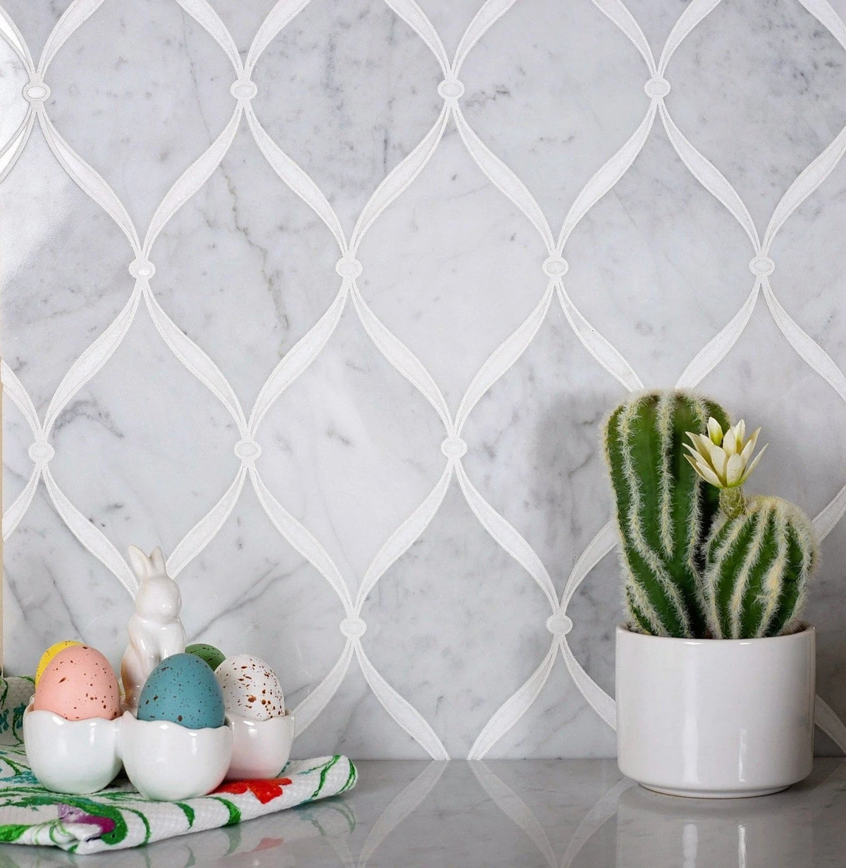 Carrara Chic With Thassos Dots Marble Mosaic Tile - Image 8