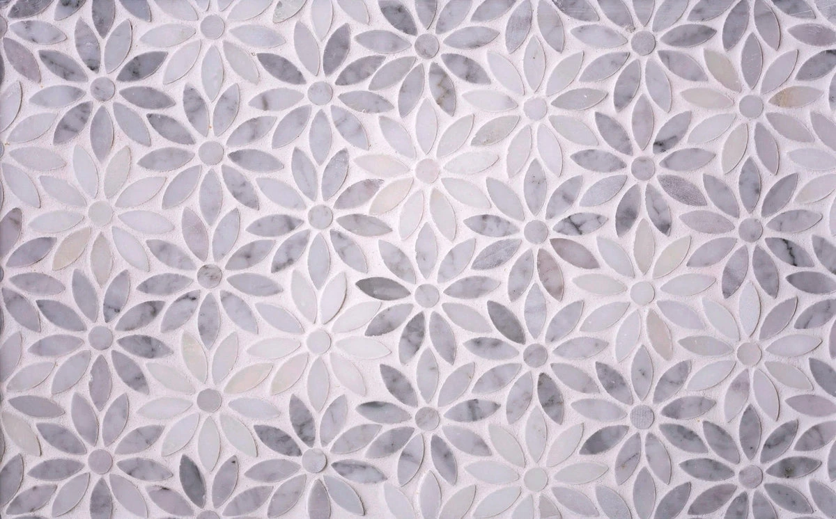 Carrara & Eastern White Bouquette Marble Mosaic Tile - Image 3