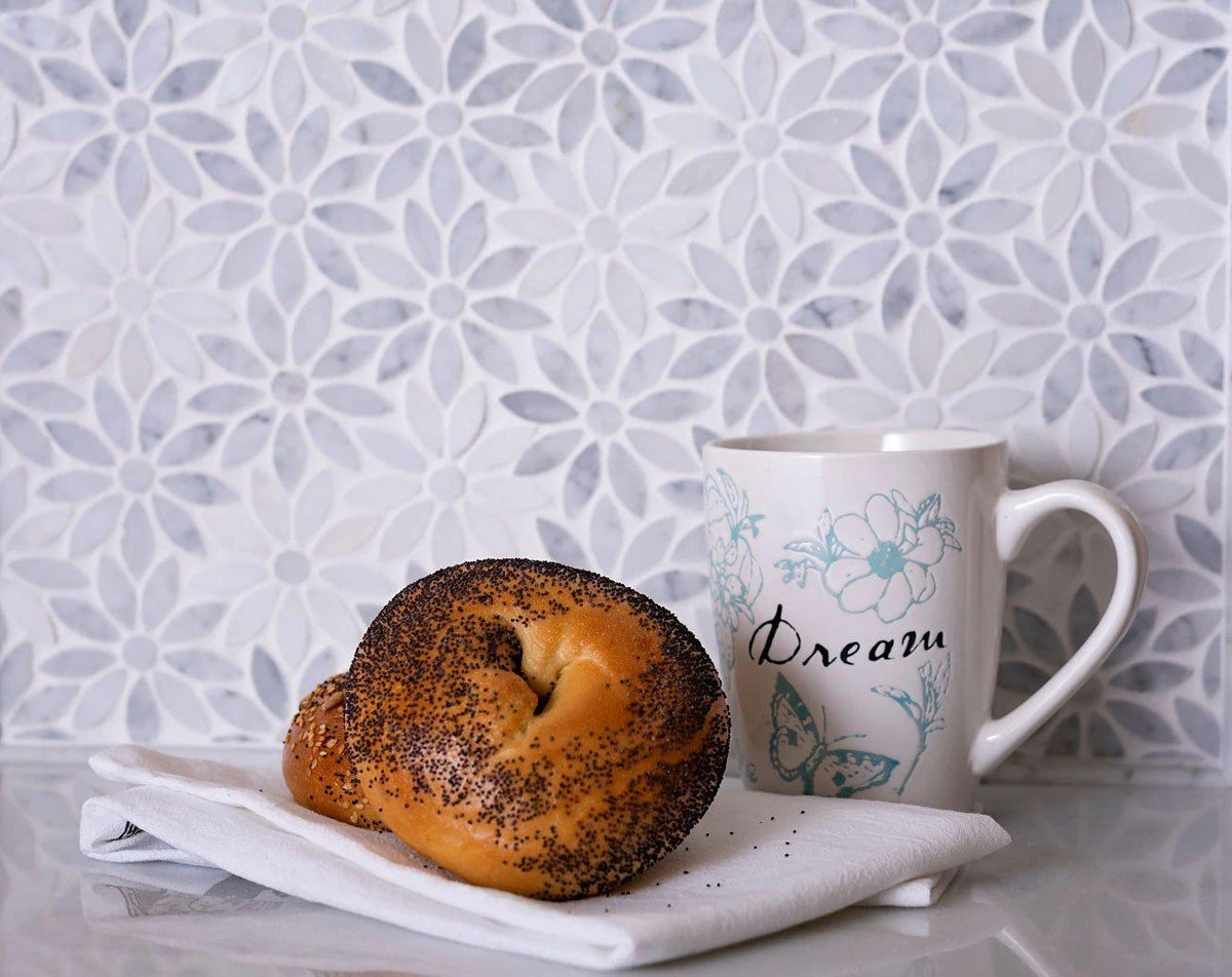 Carrara & Eastern White Bouquette Marble Mosaic Tile - Image 6