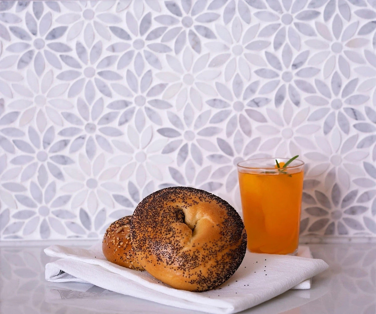 Carrara & Eastern White Bouquette Marble Mosaic Tile - Image 7