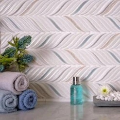 Chateau White Sprig Ceramic Mosaic Tile