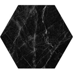 Cosmo Black Marbled Porcelain Hexagon Tile