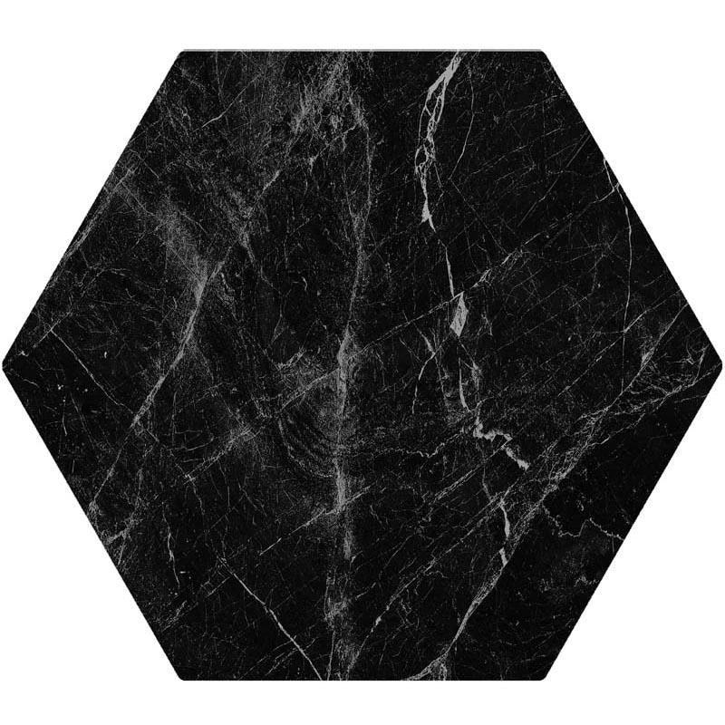 Cosmo Black Marbled Porcelain Hexagon Tile