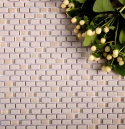 Cream Recycled Glass Brick Mosaic Tile