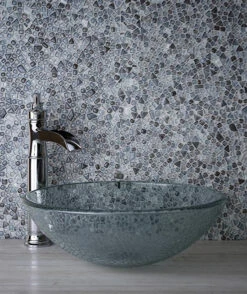 Diamond Grey Glass Pebble Mosaic Tile