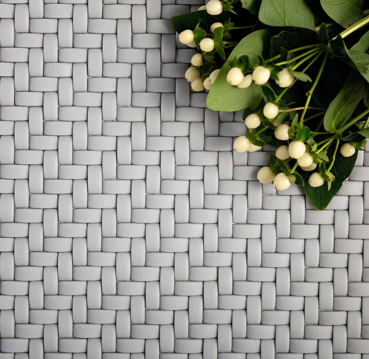 Dark Grey Recycled Glass Basket Weave Mosaic Tile - Image 2