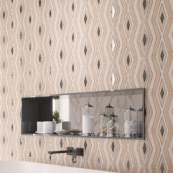 Etched Marble With Antique Mirror Diamonds Mosaic Tile