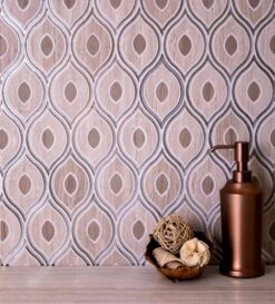 Evil Eye Wooden Beige Marble Mosaic Tile