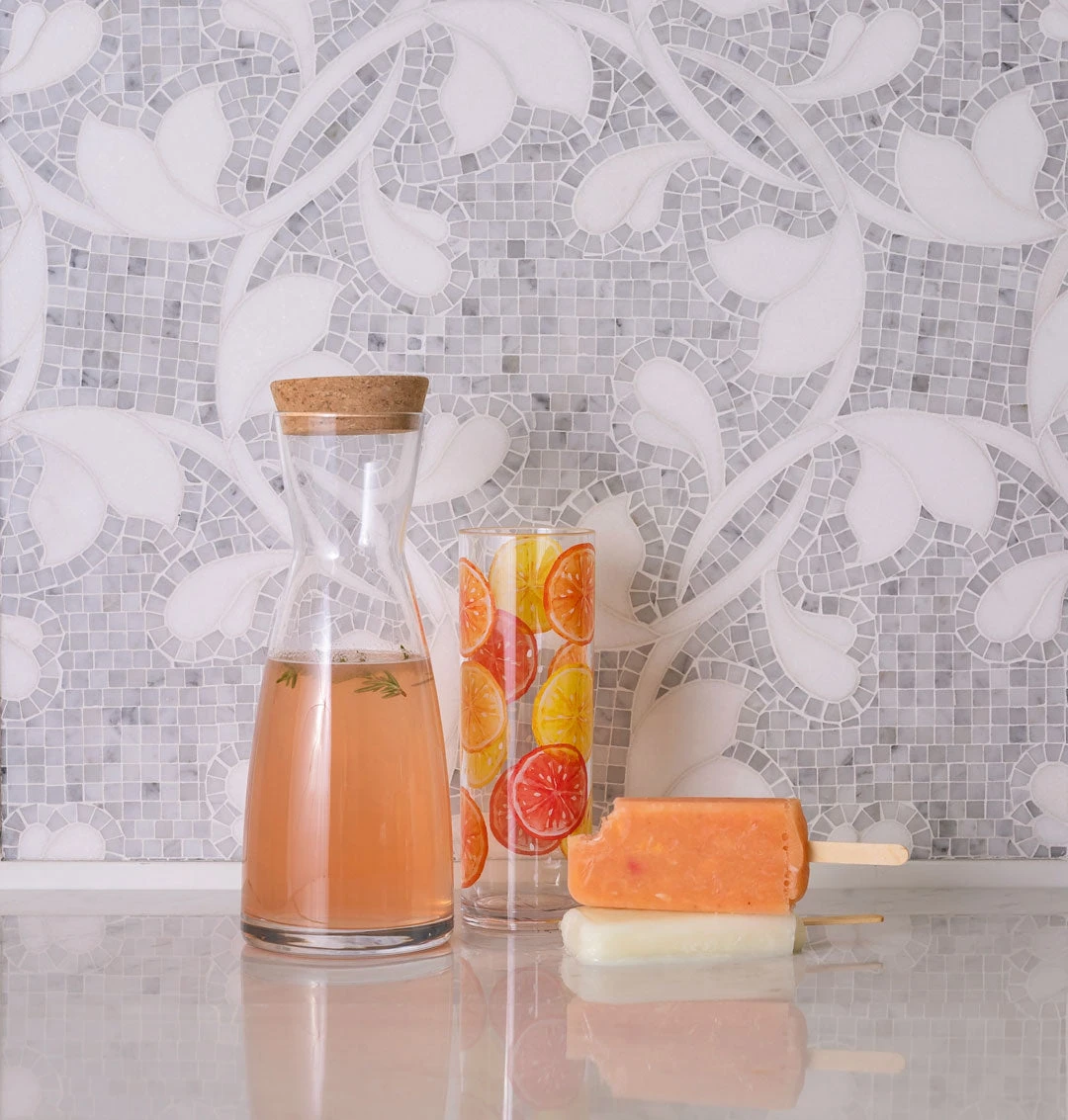 Floral Dream Bianco Carrara & Thassos Mosaic Tile - Image 3